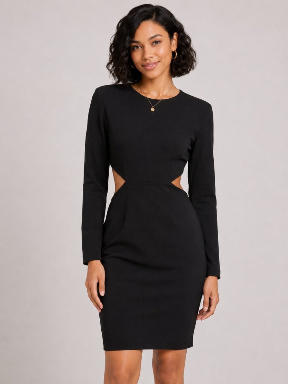 Women's Black Long Sleeve Cutout Bodycon Dress Cocktail Party Evening Express